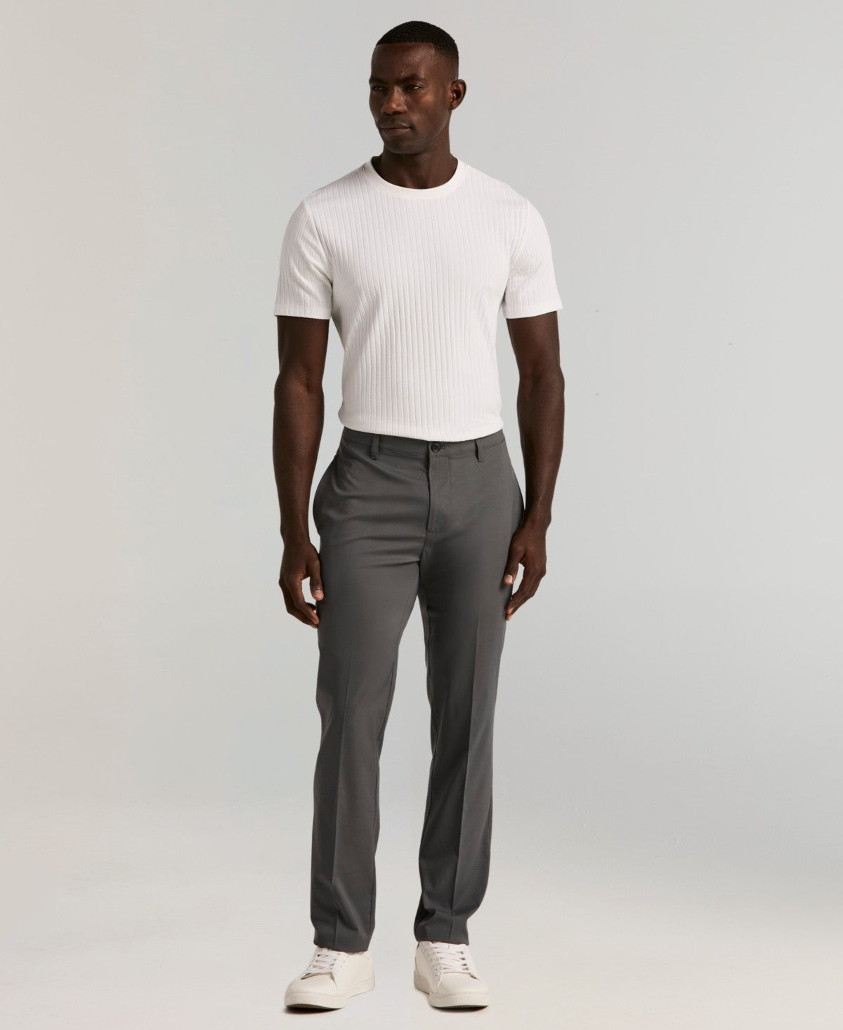 Perry Ellis Portfolio Mens Slim fit Dress Pants 30 / 32 Silver Solid Stretch
