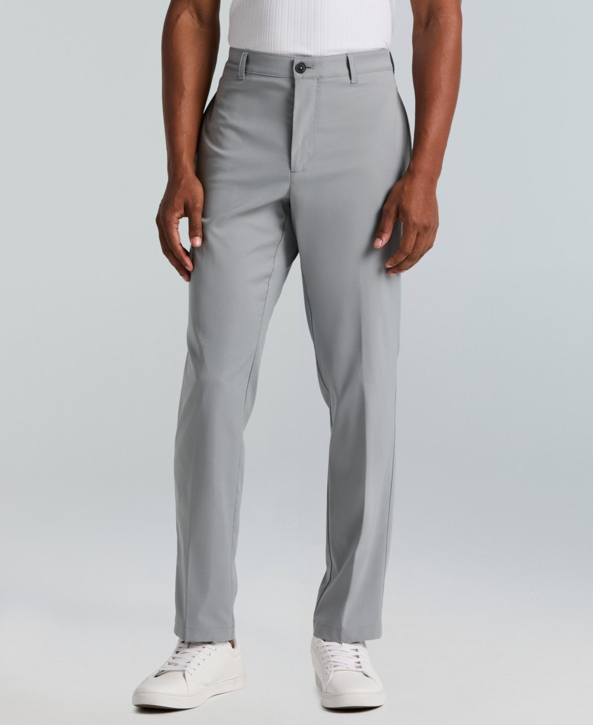 Perry Ellis Portfolio Mens Slim fit Dress Pants 32 / 30 Light Grey Solid