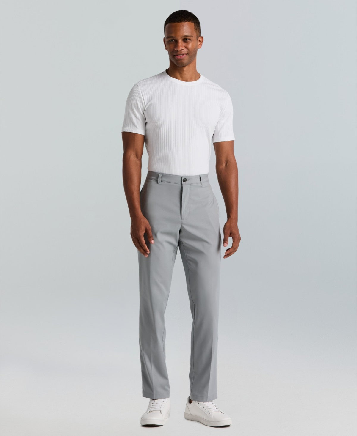 Perry Ellis Portfolio Mens Slim fit Dress Pants 32 / 30 Light Grey Solid