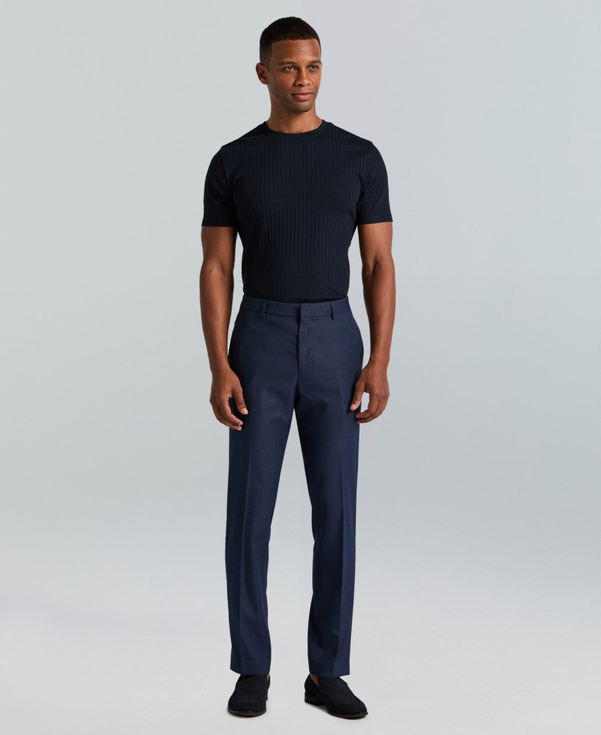 Perry Ellis Portfolio Mens Slim fit Dress Pants 38 / 30 Navy Blue Solid