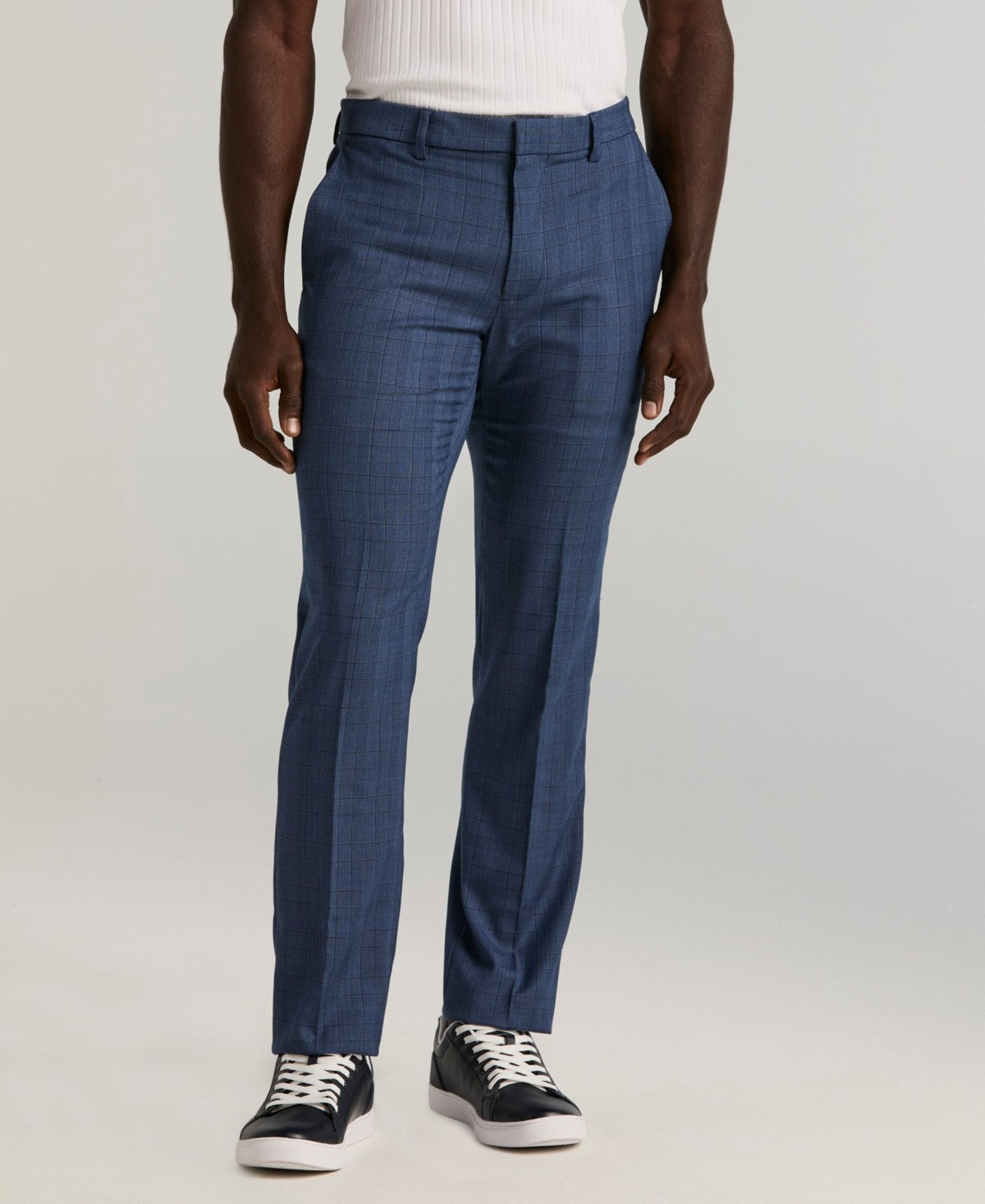 Perry Ellis Portfolio Mens Slim fit Dress Pants 34 / 30 Blue Solid