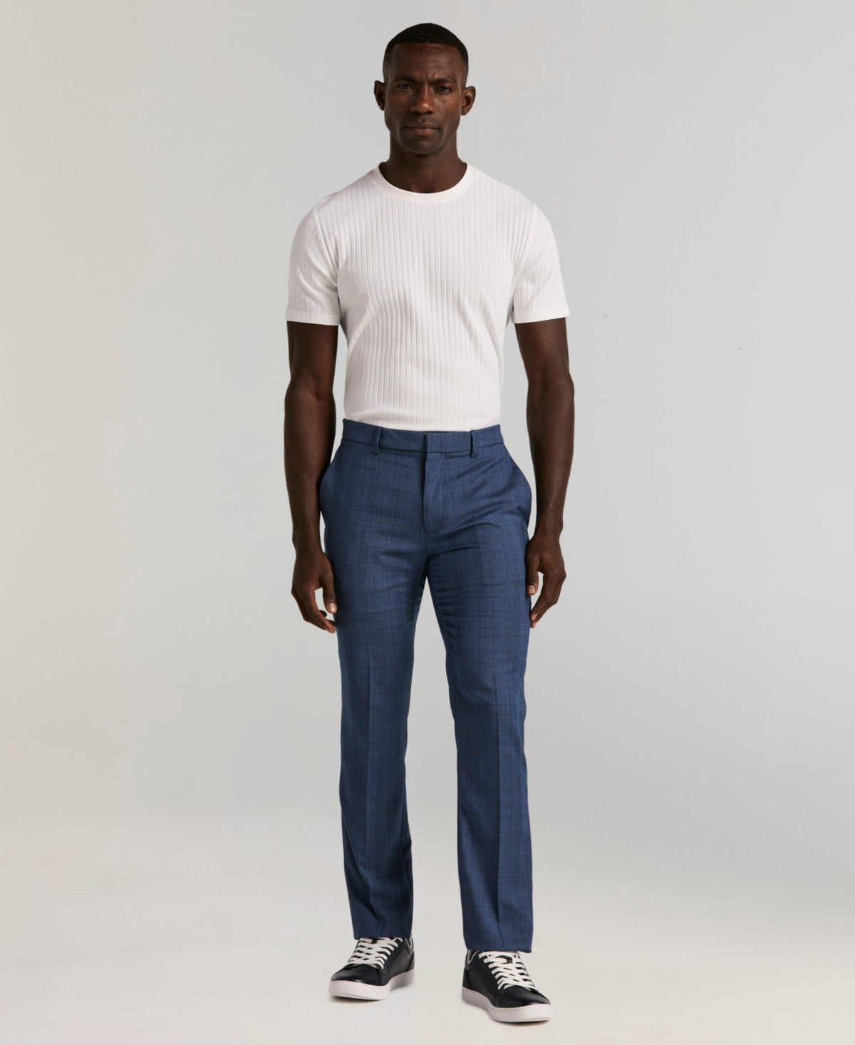 Perry Ellis Portfolio Mens Slim fit Dress Pants 34 / 30 Blue Solid