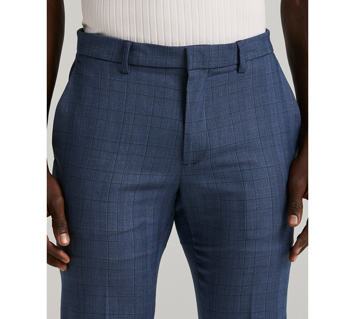 Perry Ellis Portfolio Mens Slim fit Dress Pants 34 / 30 Blue Solid