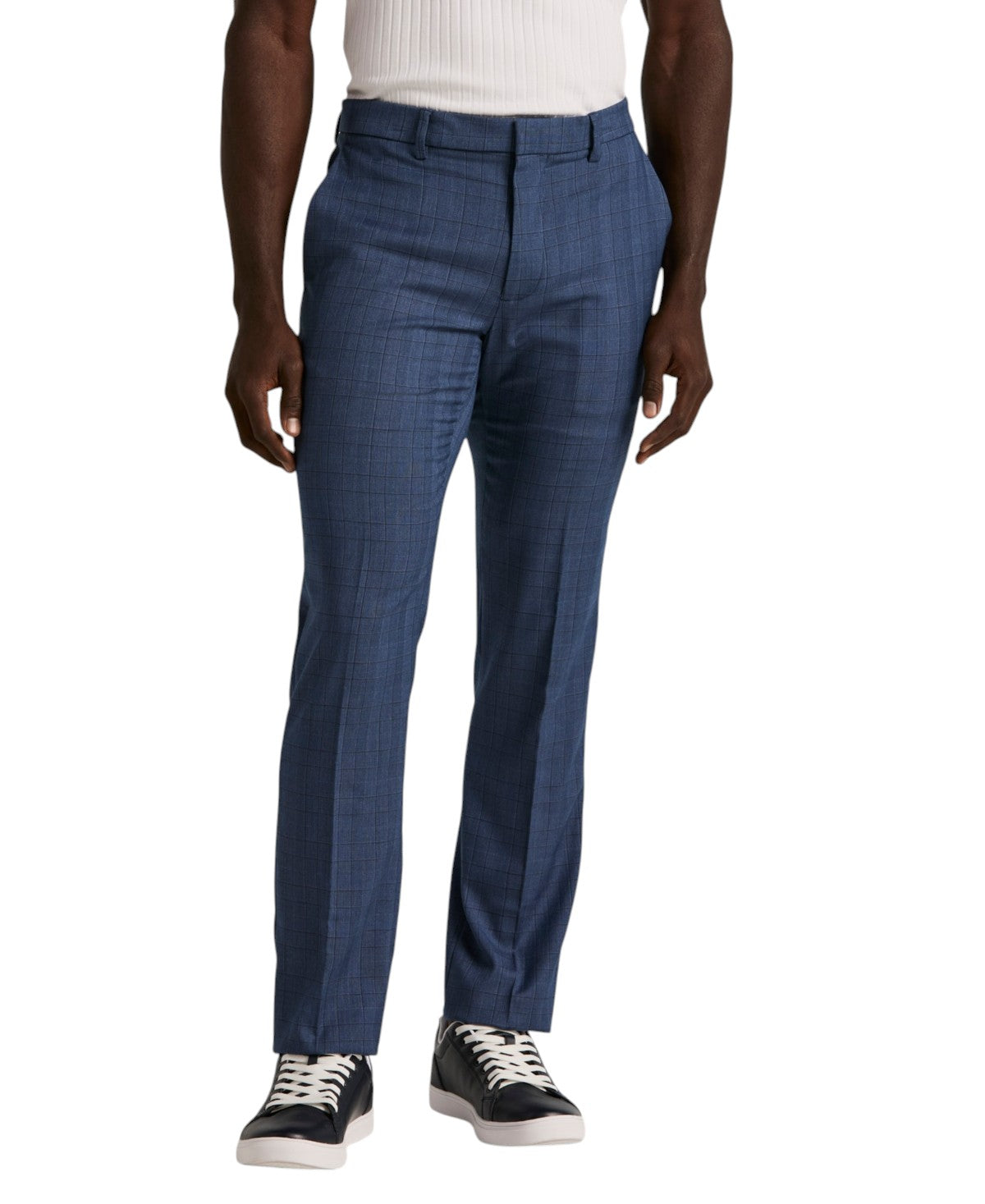 Perry Ellis Portfolio Mens Slim fit Dress Pants 34 / 30 Blue Solid