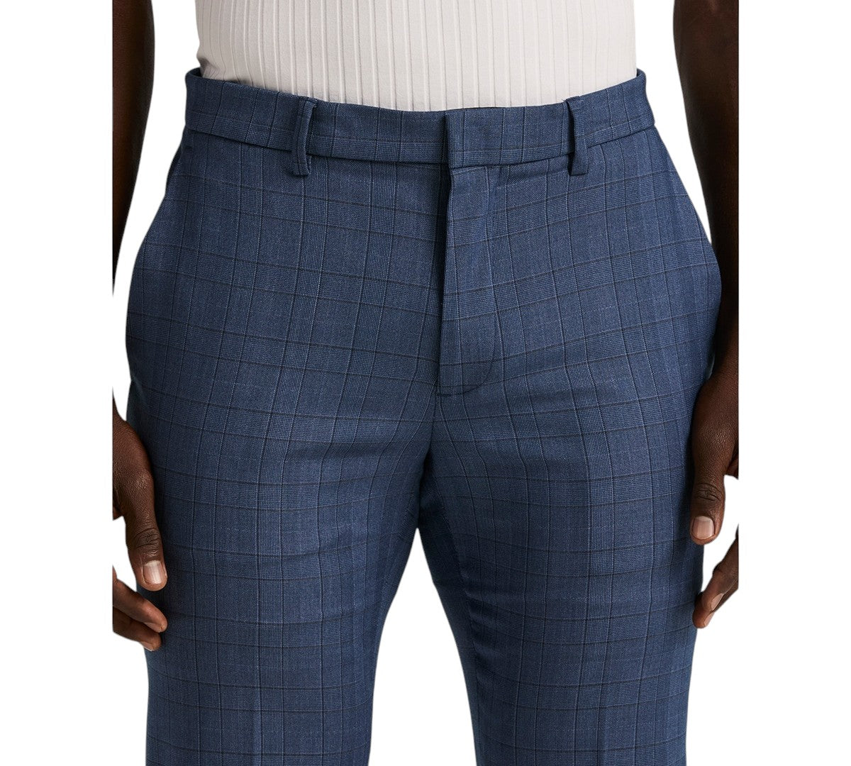 Perry Ellis Portfolio Mens Slim fit Dress Pants 34 / 30 Blue Solid