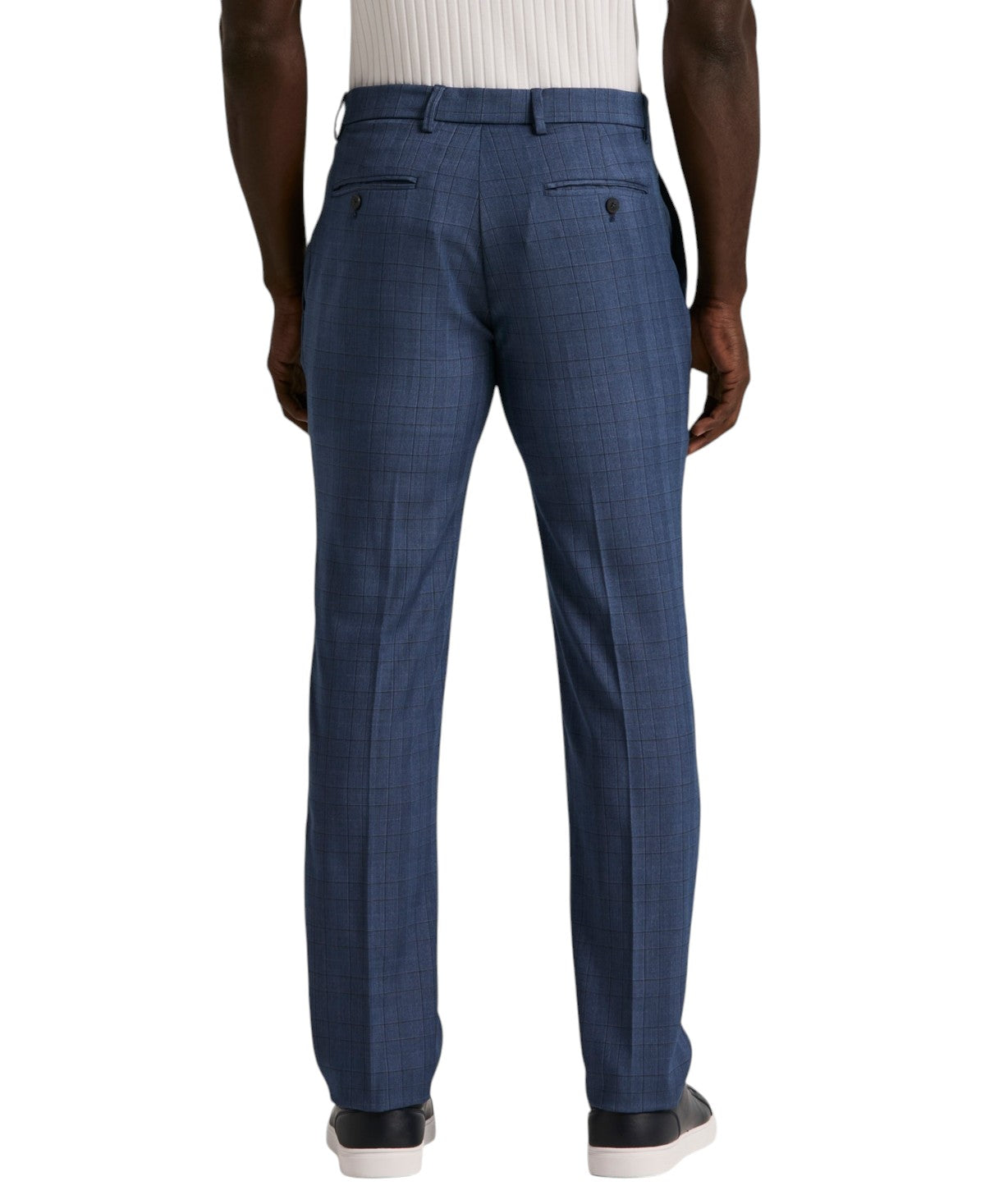 Perry Ellis Portfolio Mens Slim fit Dress Pants 30 / 32 Mid Blue Plaid