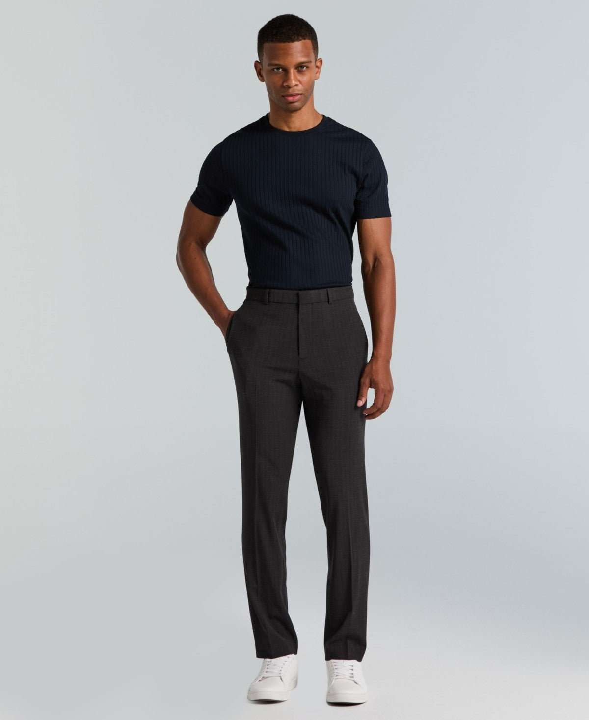 Perry Ellis Portfolio Mens Slim fit Dress Pants 32 / 32 Grey Plaid