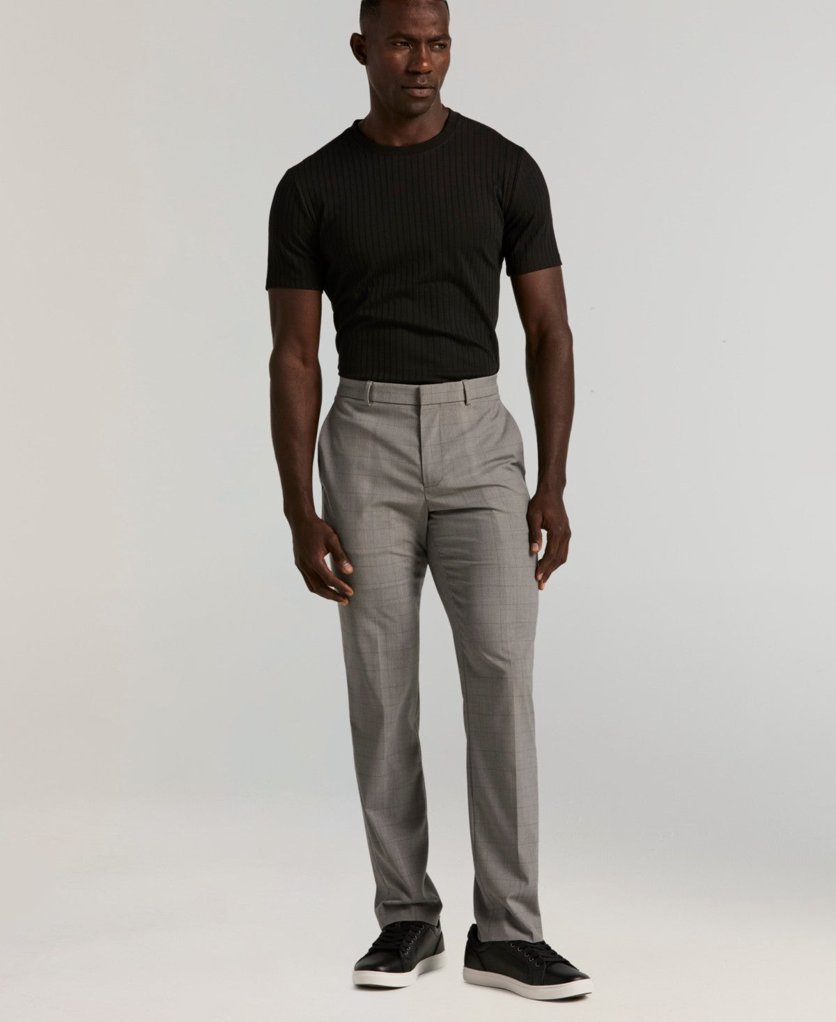 Perry Ellis Portfolio Mens Slim fit Dress Pants 34 / 32 Gray Check