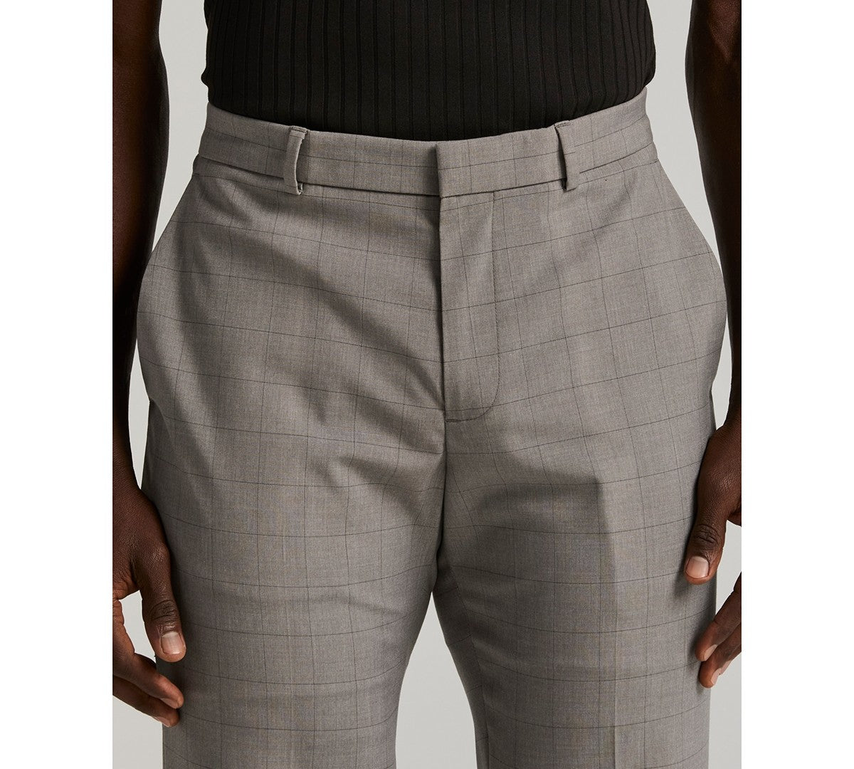 Perry Ellis Portfolio Mens Slim fit Dress Pants 34 / 32 Gray Check