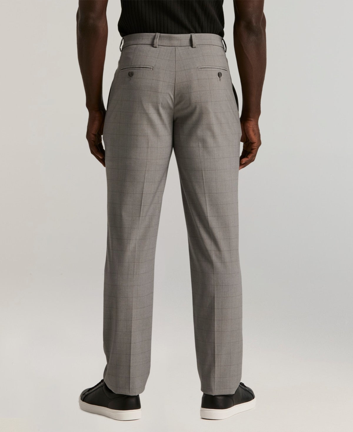 Perry Ellis Portfolio Mens Slim fit Dress Pants 34 / 34 Light Grey Windowpane