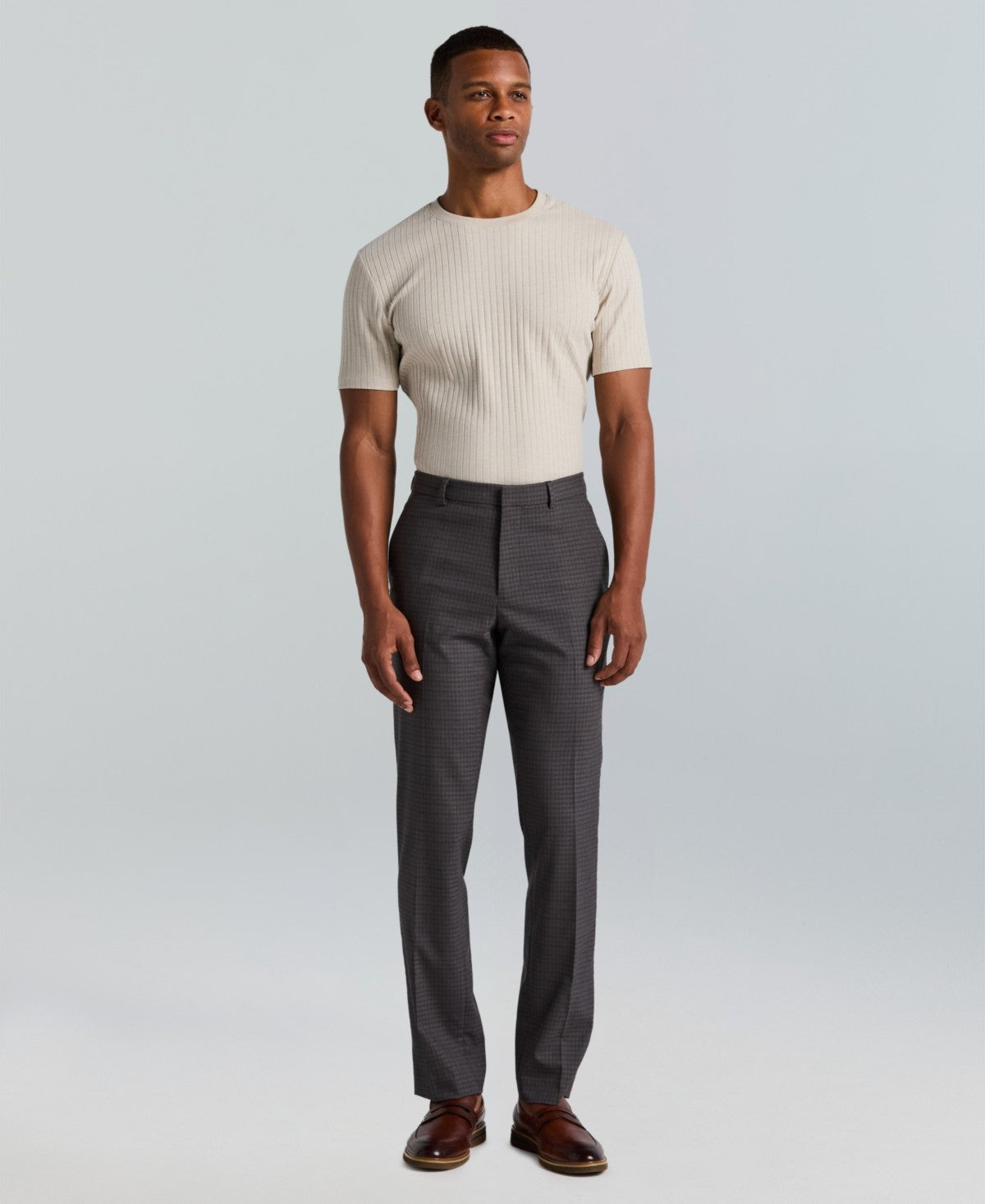 Perry Ellis Portfolio Mens Slim fit Dress Pants 32 / 32 Charcoal Grey Check