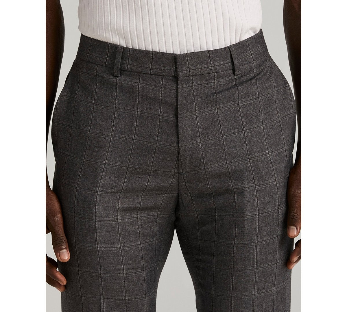 Perry Ellis Portfolio Mens Slim fit Dress Pants 30 / 32 Gray Check