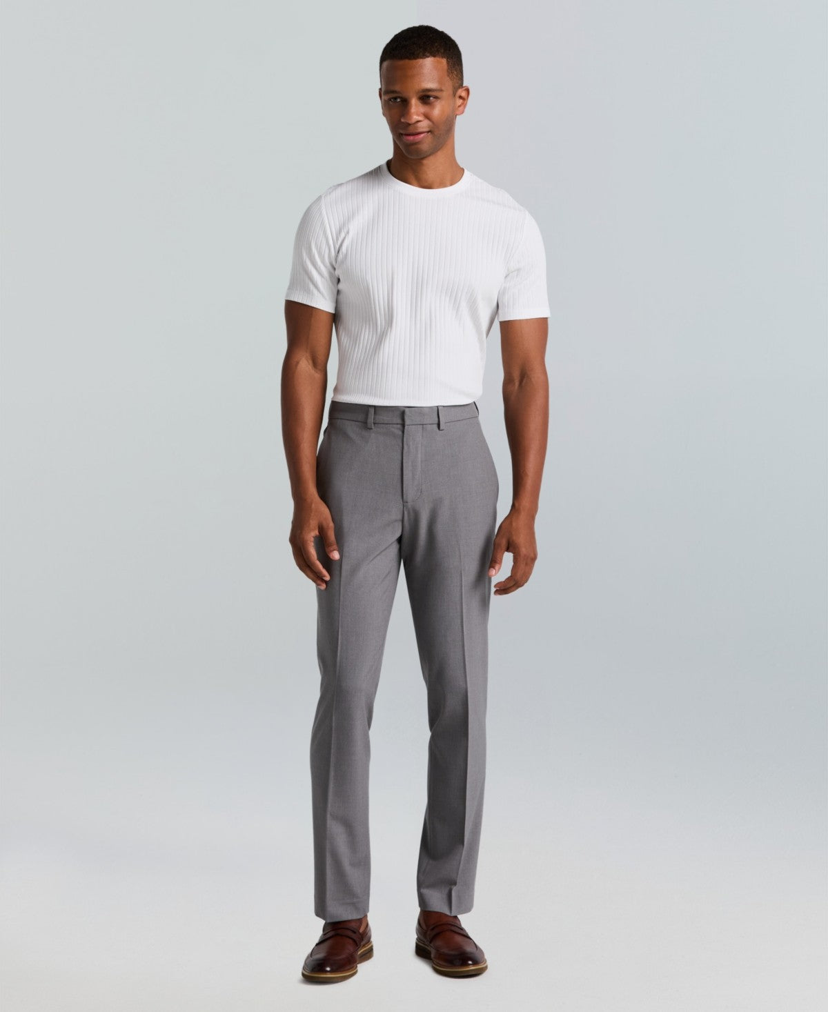 Perry Ellis Portfolio Mens Slim fit Dress Pants 36 / 30 Gray Solid