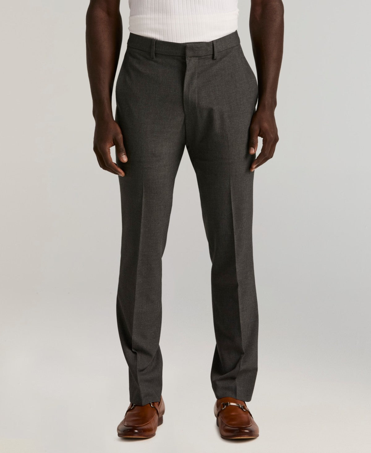 Perry Ellis Portfolio Mens Slim fit Dress Pants 34 / 32 Grey Solid