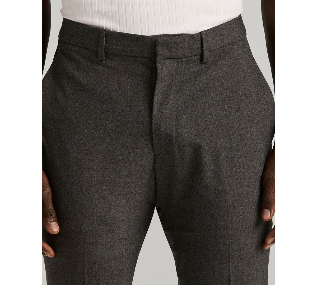 Perry Ellis Portfolio Mens Slim fit Dress Pants 34 / 32 Grey Solid