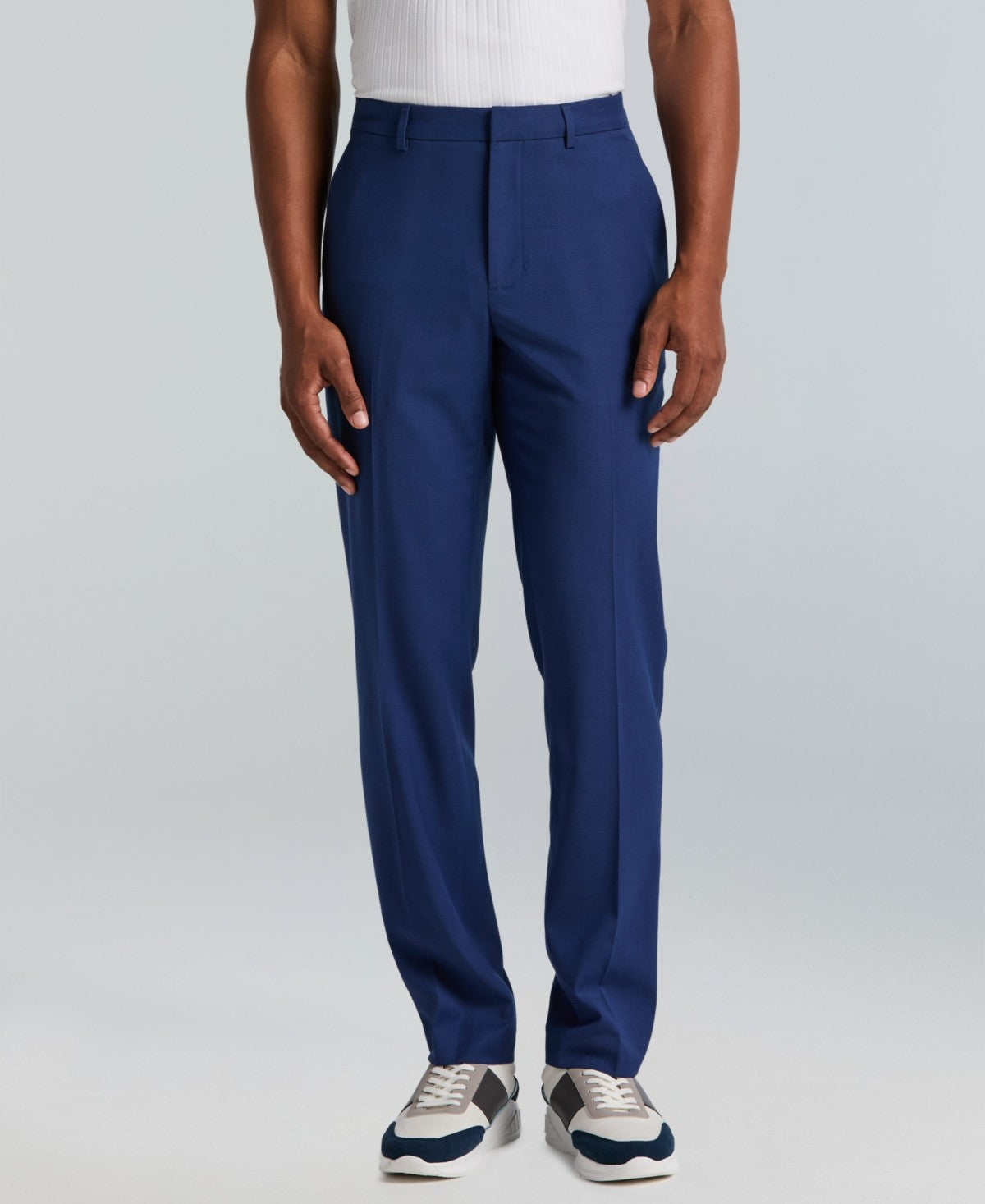 Perry Ellis Portfolio Mens Slim fit Dress Pants 33 / 32 Blue Solid