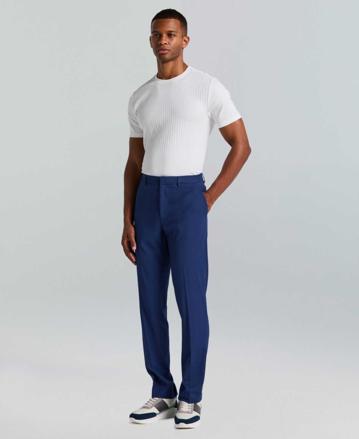 Perry Ellis Portfolio Mens Slim fit Dress Pants 33 / 32 Blue Solid