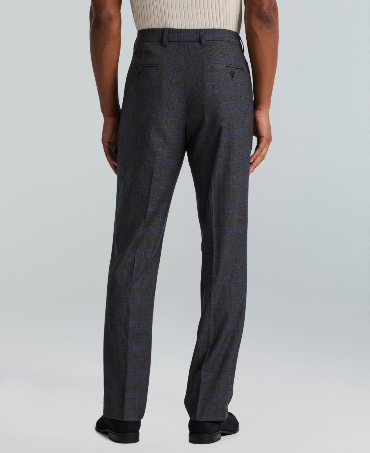 Perry Ellis Portfolio Mens Slim fit Dress Pants 33 / 32 Charcoal Gray Check
