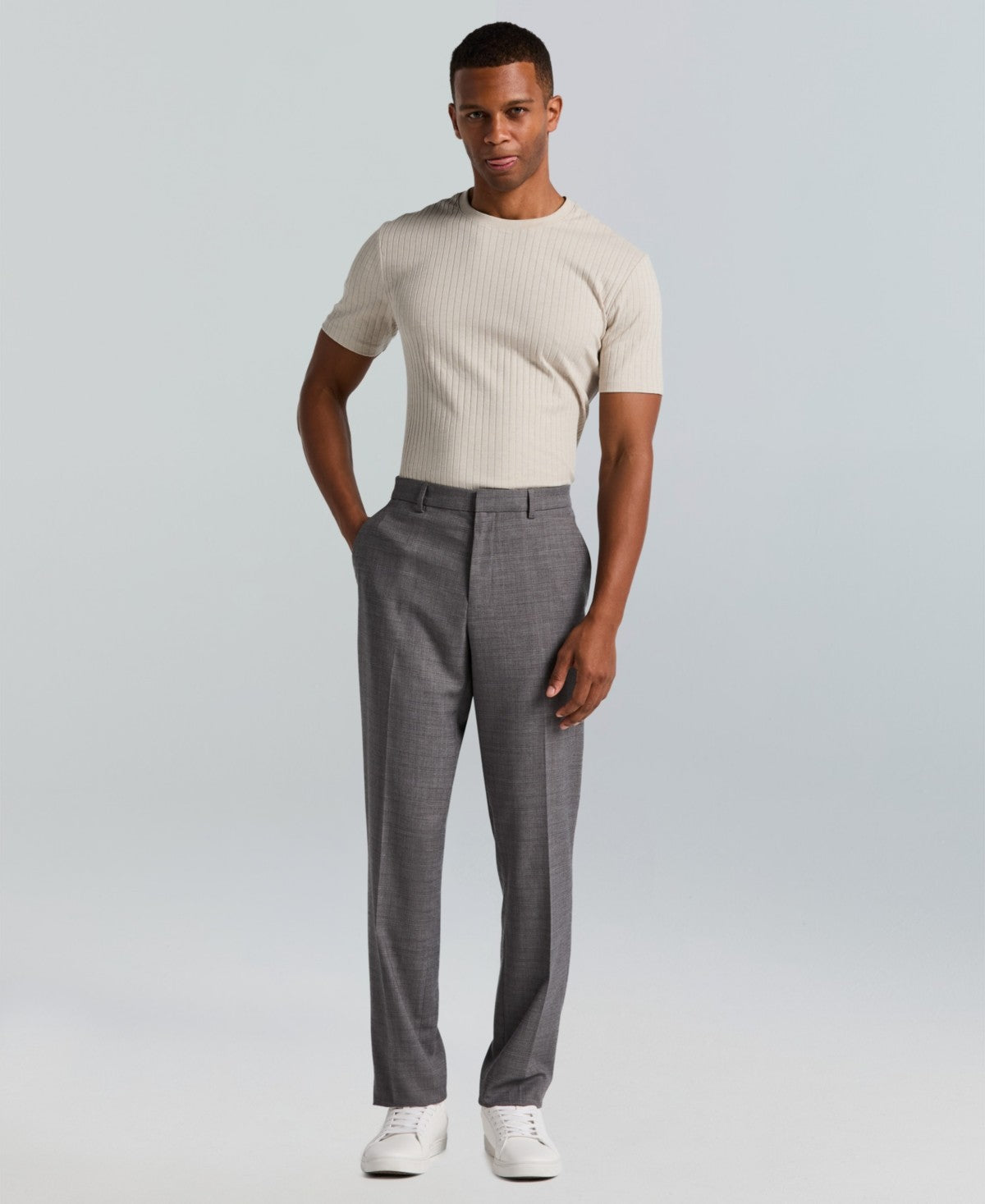 Perry Ellis Portfolio Mens Slim fit Dress Pants 32 / 30 Gray Plaid