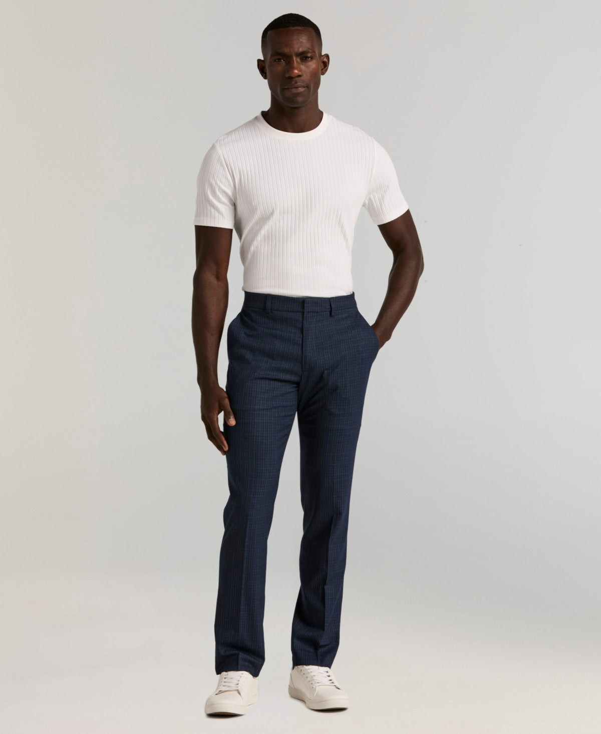 Perry Ellis Portfolio Mens Slim fit Dress Pants 32 / 32 Blue Plaid