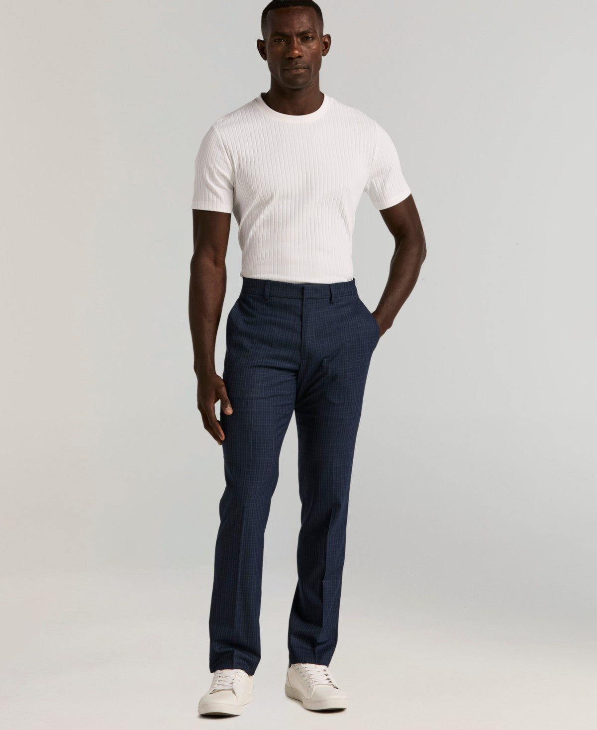 Perry Ellis Portfolio Mens Slim fit Dress Pants 32 / 32 Blue Plaid