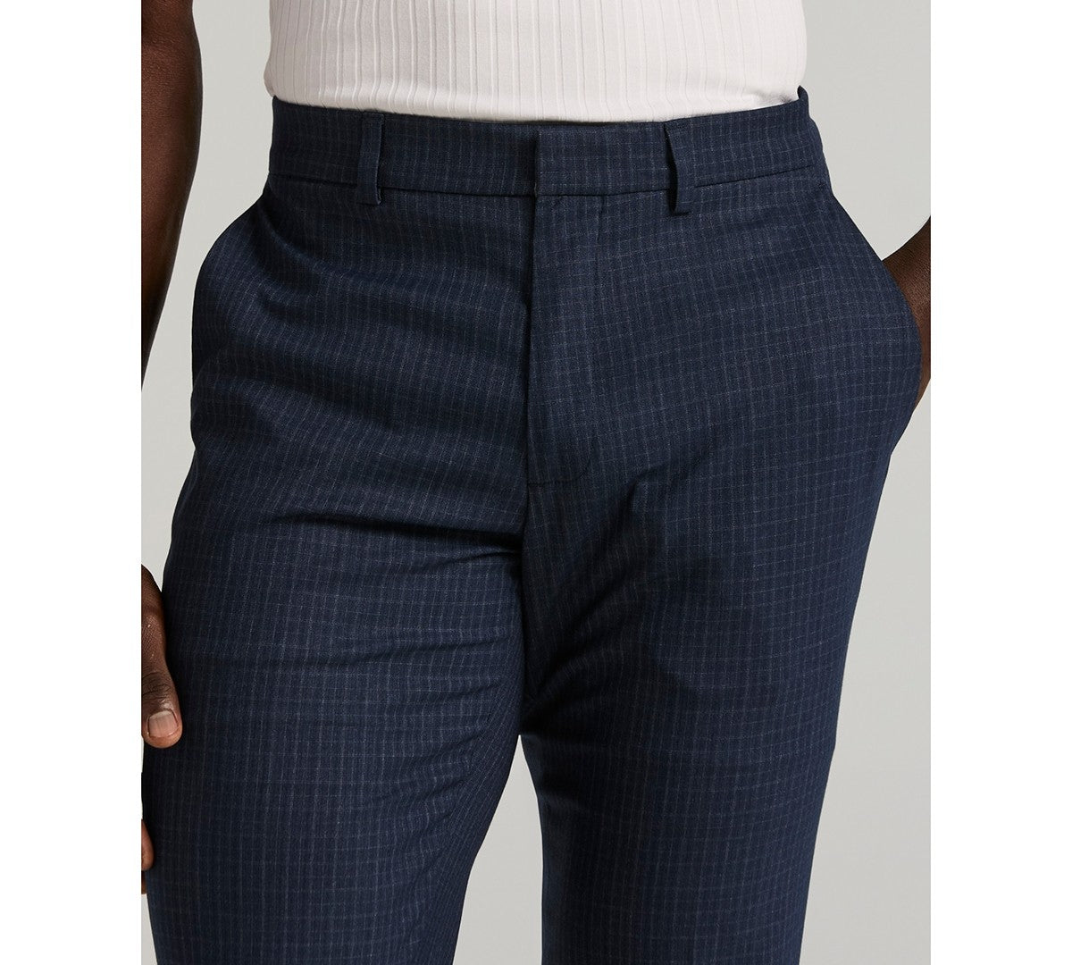 Perry Ellis Portfolio Mens Slim fit Dress Pants 32 / 32 Blue Plaid