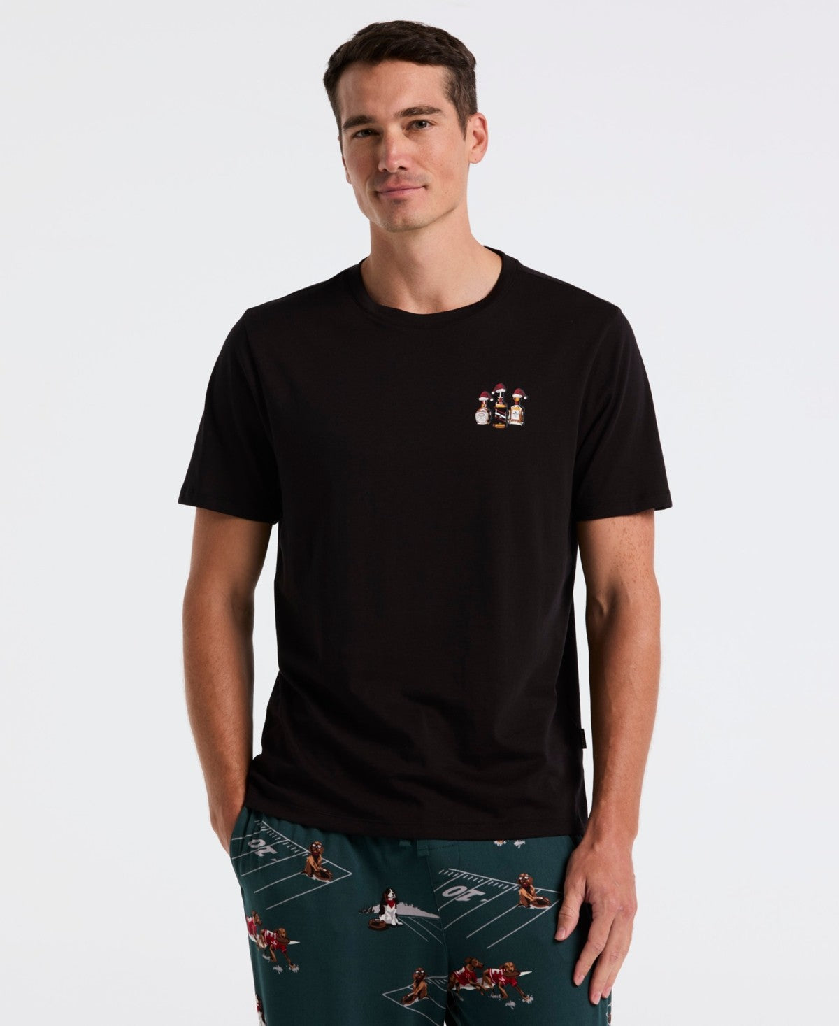 Perry Ellis Portfolio Mens Print Short Sleeve Crewneck T-Shirt Black Small