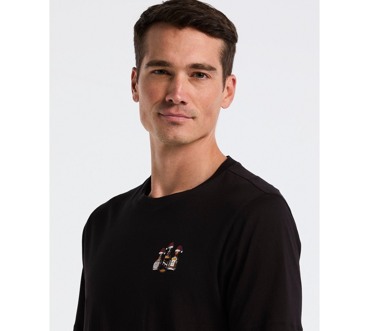 Perry Ellis Portfolio Mens Print Short Sleeve Crewneck T-Shirt Black Small