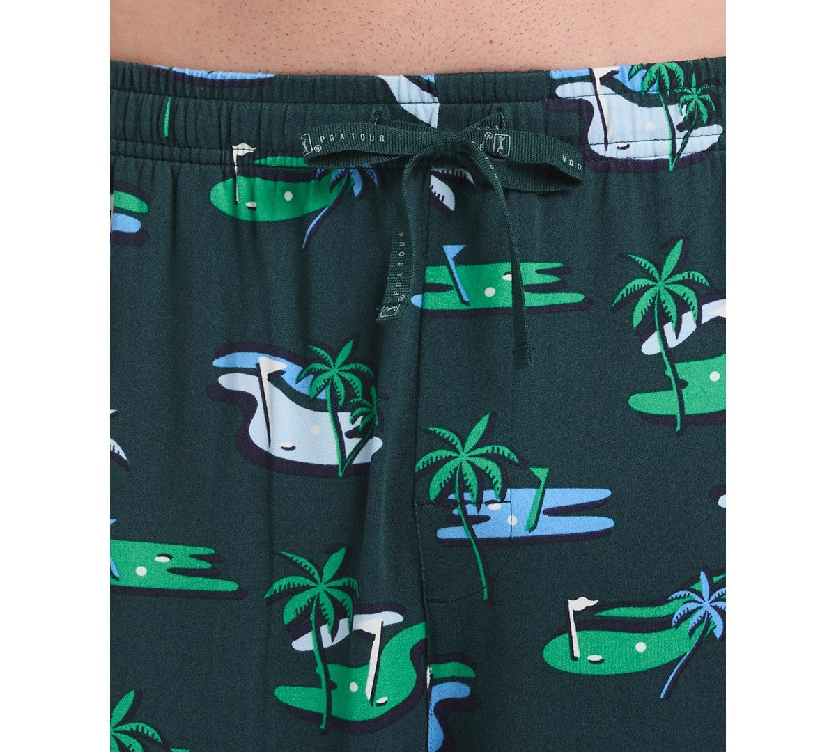 PGA Tour Mens Jersey Print Pajama Pants June Bug Small