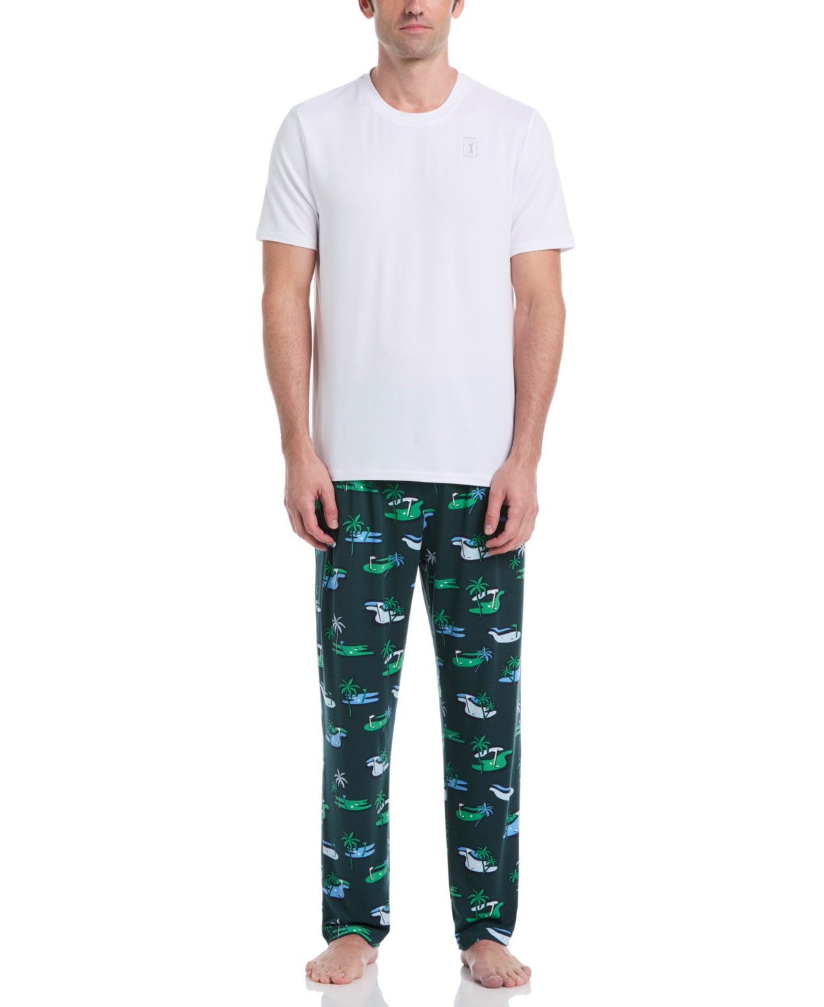 PGA Tour Mens Jersey Print Pajama Pants June Bug Small