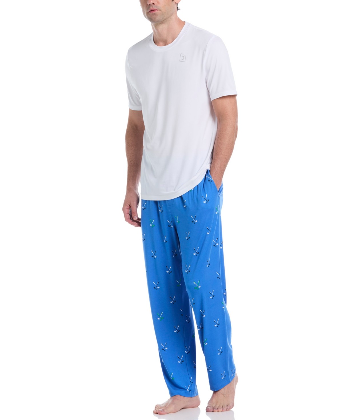 PGA Tour Mens Jersey Print Pajama Pants Campanula Large
