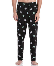 PGA Tour Mens Jersey Print Pajama Pants Black Beauty Small