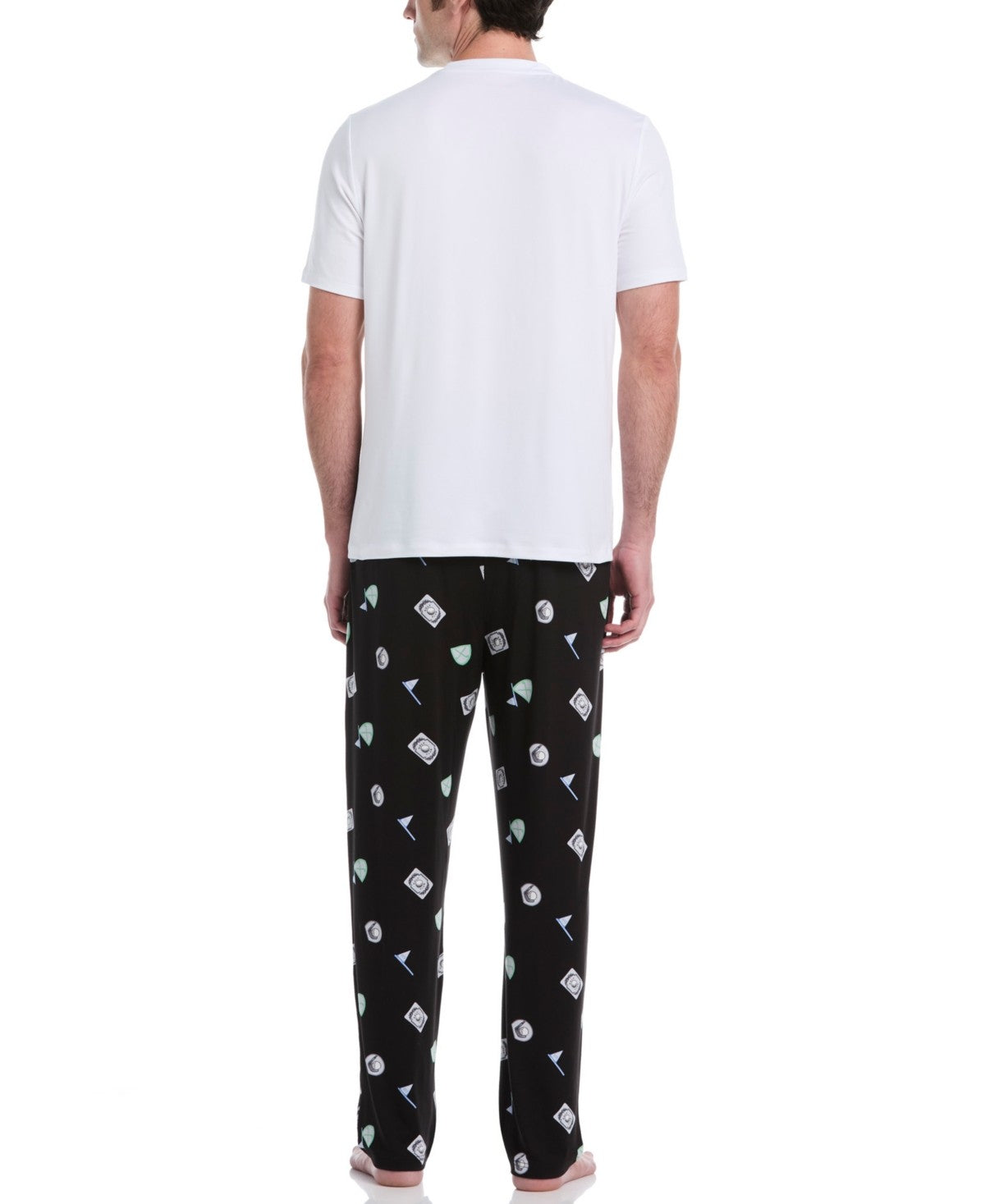 PGA Tour Mens Jersey Print Pajama Pants Black Beauty Medium
