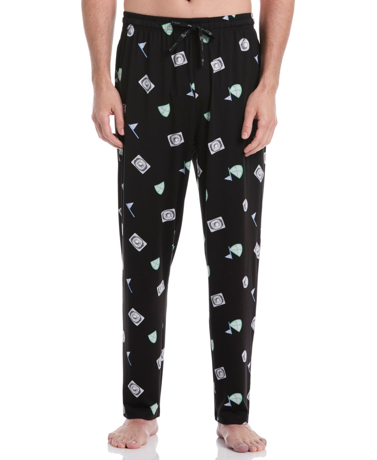 PGA Tour Mens Jersey Print Pajama Pants Black Beauty XL