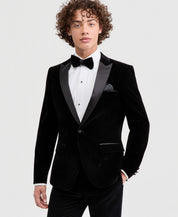 Tom Baine Mens Slim fit Velvet Dinner Jacket Blazer 46 R Black Solid