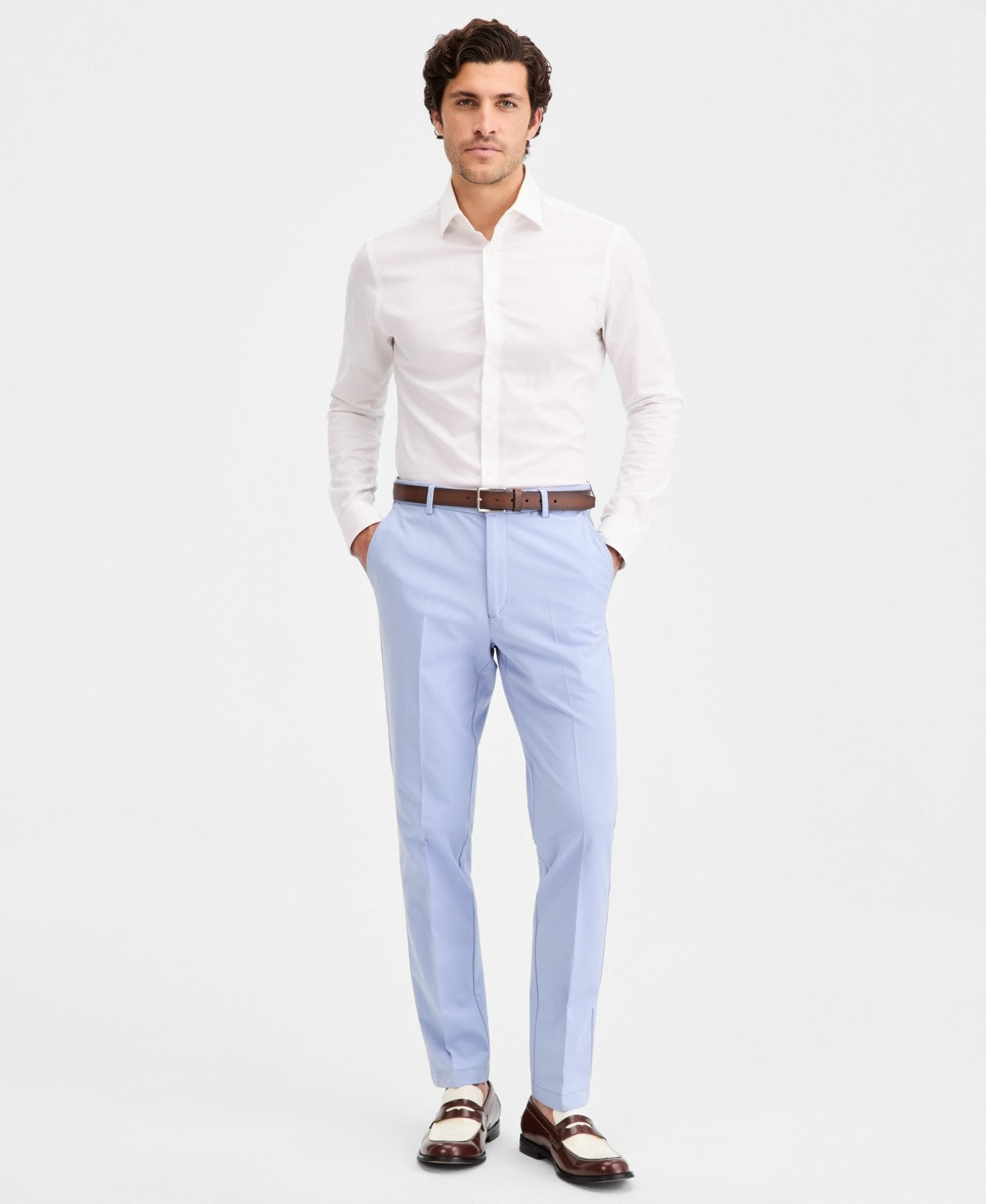 Michael Kors Mens Classic fit Cotton Dress Pants 34 / 29 Periwinkle Blue Solid