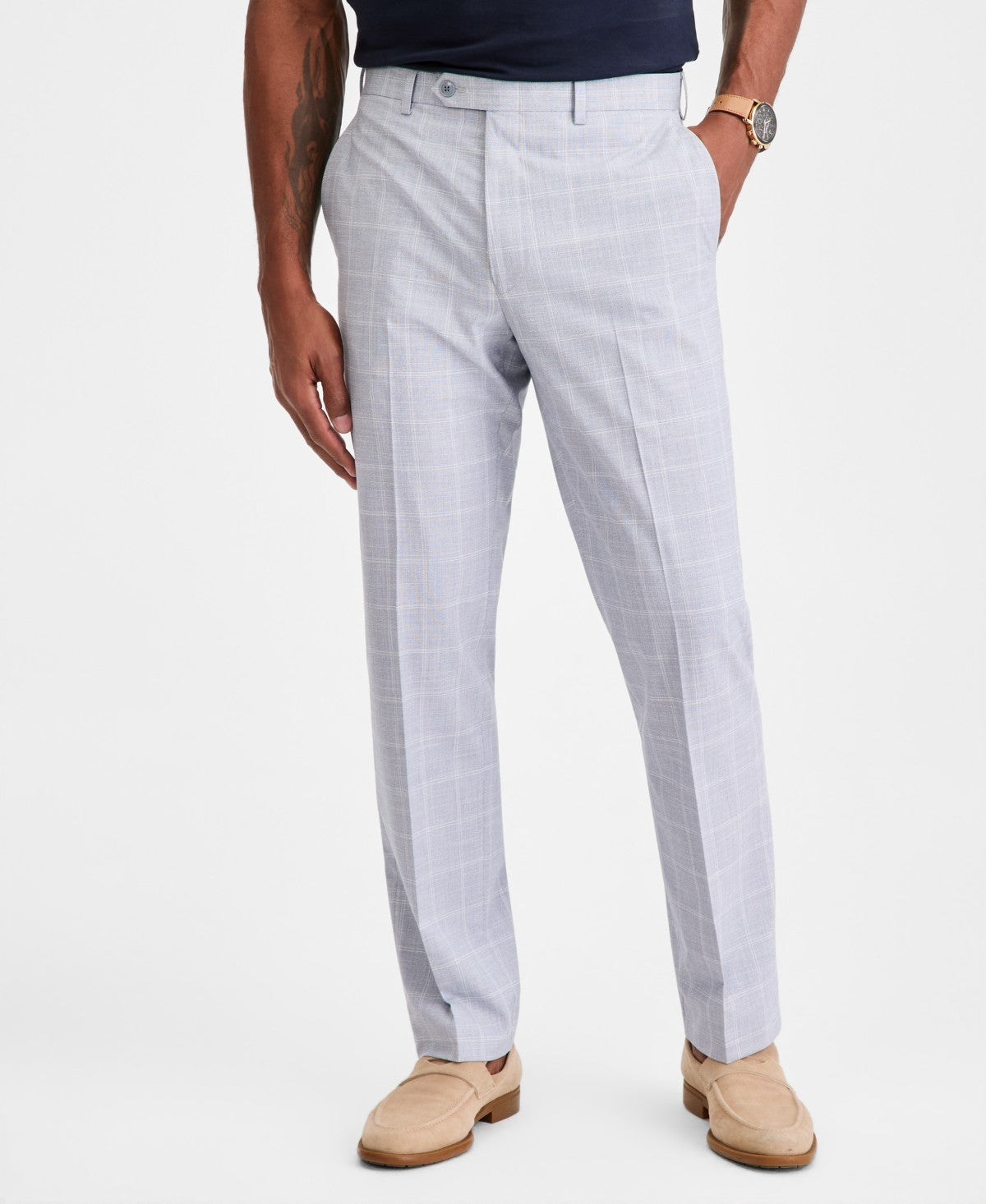 Michael Kors Mens Classic fit Dress Pants 34 / 34 Light Blue Window Sharkskin