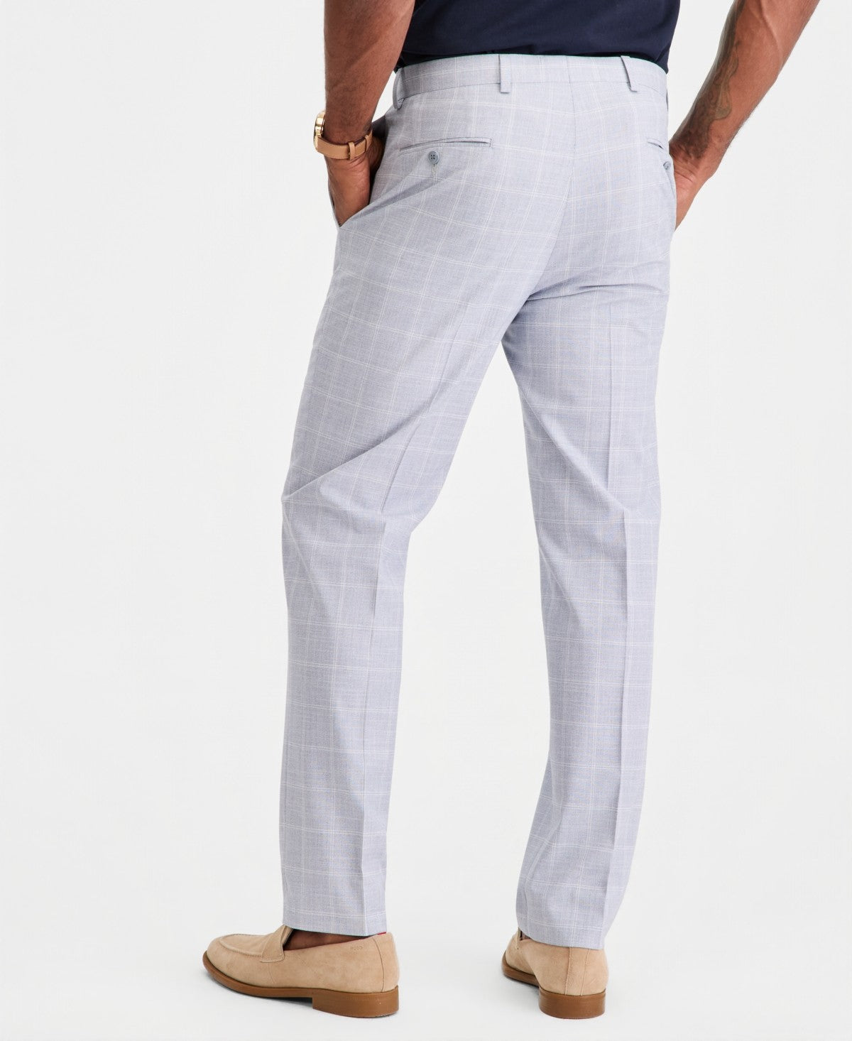 Michael Kors Mens Classic fit Dress Pants 42 / 30 Light Blue Window Sharkskin