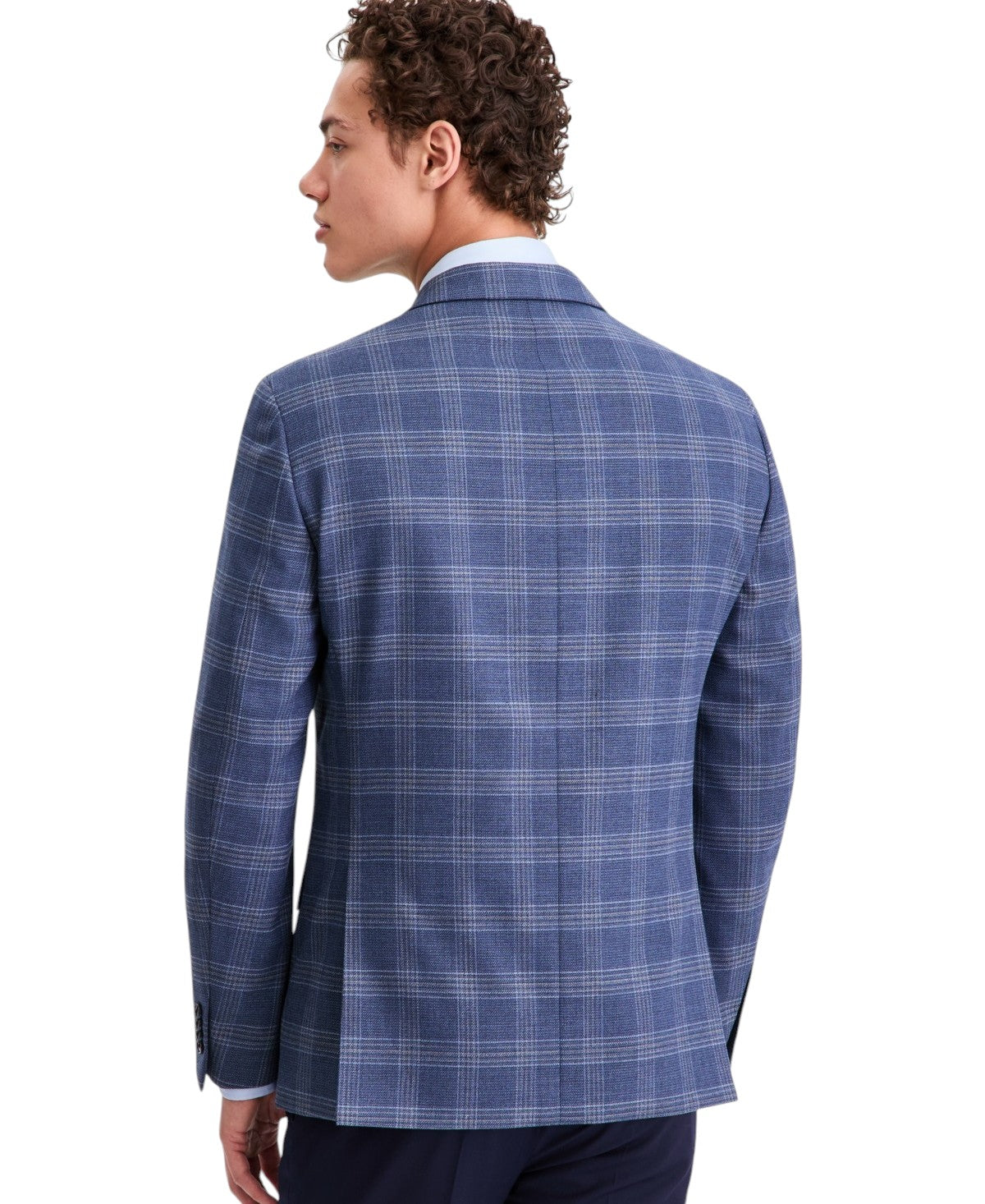 Tommy Hilfiger Mens Modern fit Sport Coat Blazer 42 R Mid Blue Plaid Stretch