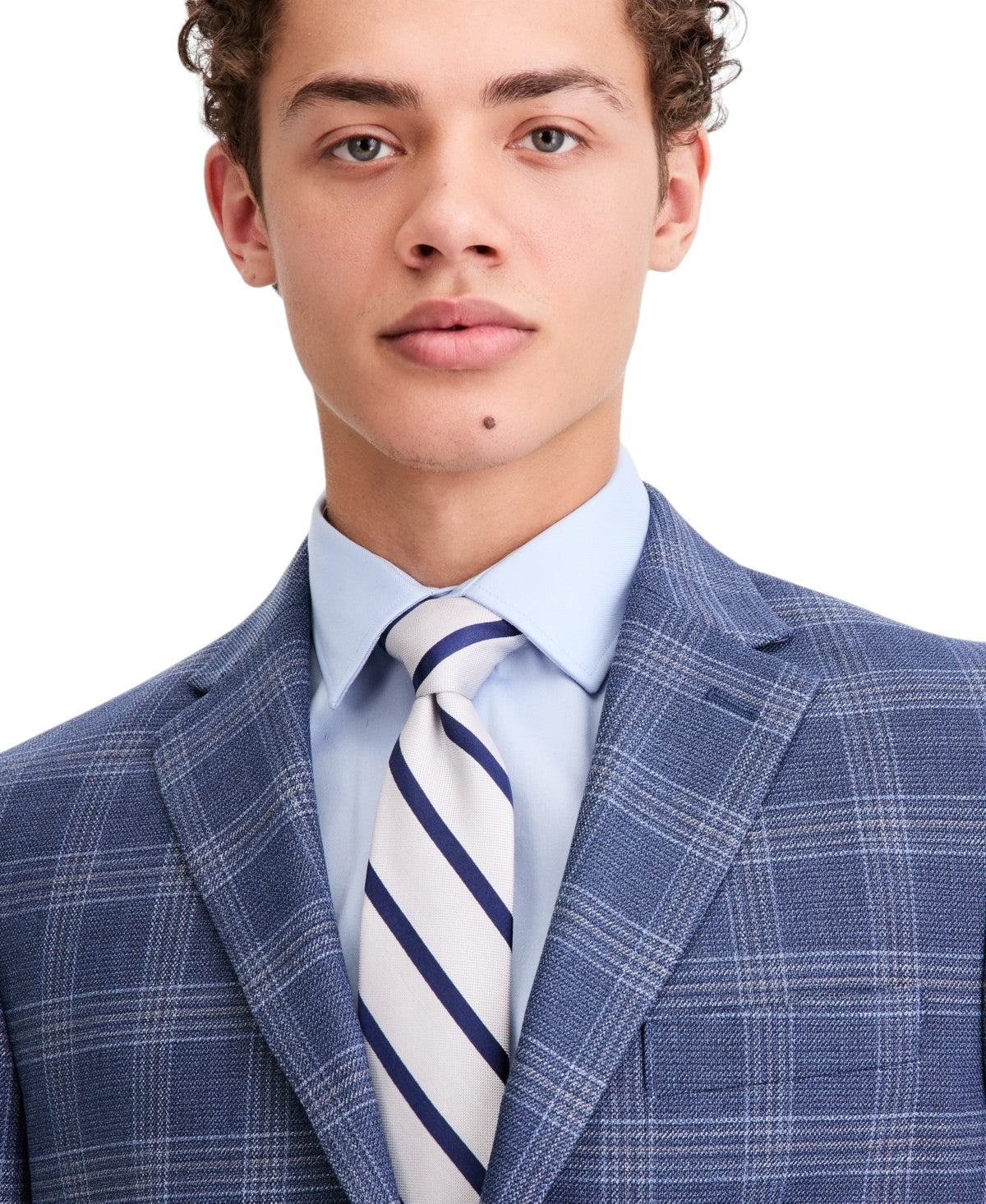 Tommy Hilfiger Mens Modern fit Sport Coat Blazer 42 R Mid Blue Plaid Stretch