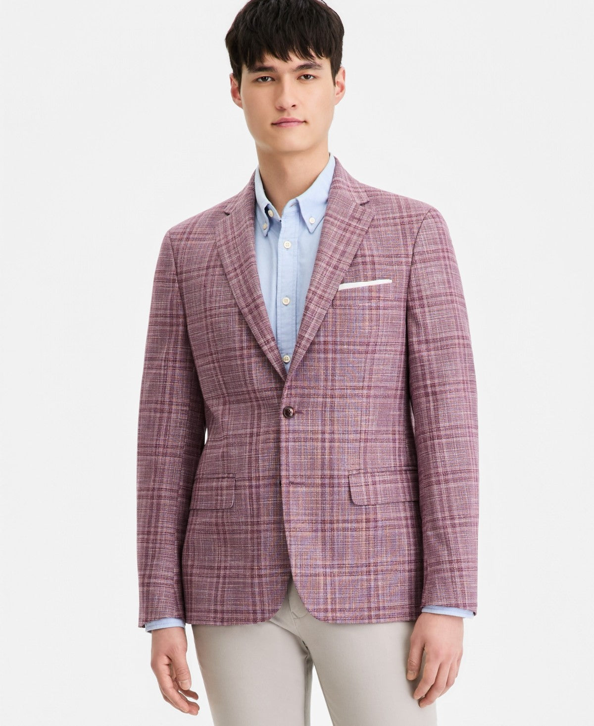 Tommy Hilfiger Mens Modern fit Sport Coat Blazer 38 S Purple Windowpane