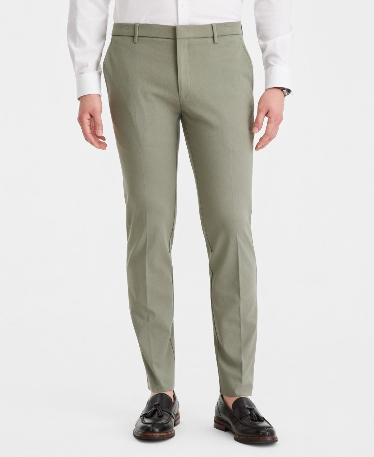 Tommy Hilfiger Mens Modern fit Dress Pants 38 / 32 Olive Green Solid