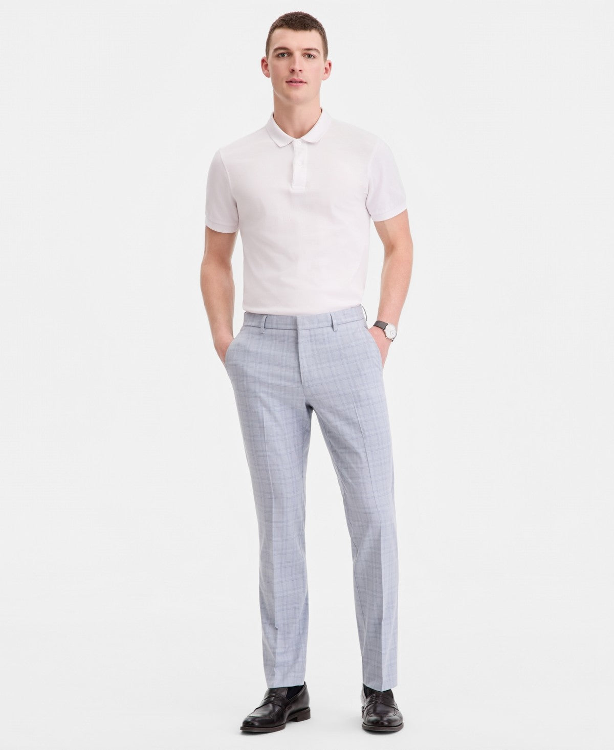Tommy Hilfiger Mens Modern fit Dress Pants 30 / 30 Light Blue Plaid