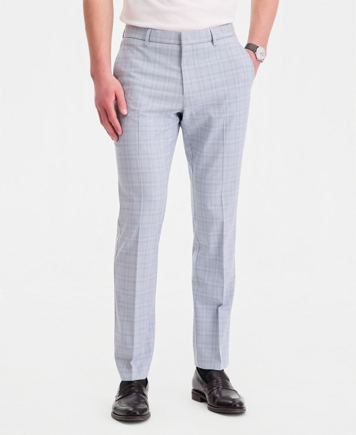 Tommy Hilfiger Mens Modern fit Dress Pants 30 / 30 Light Blue Plaid