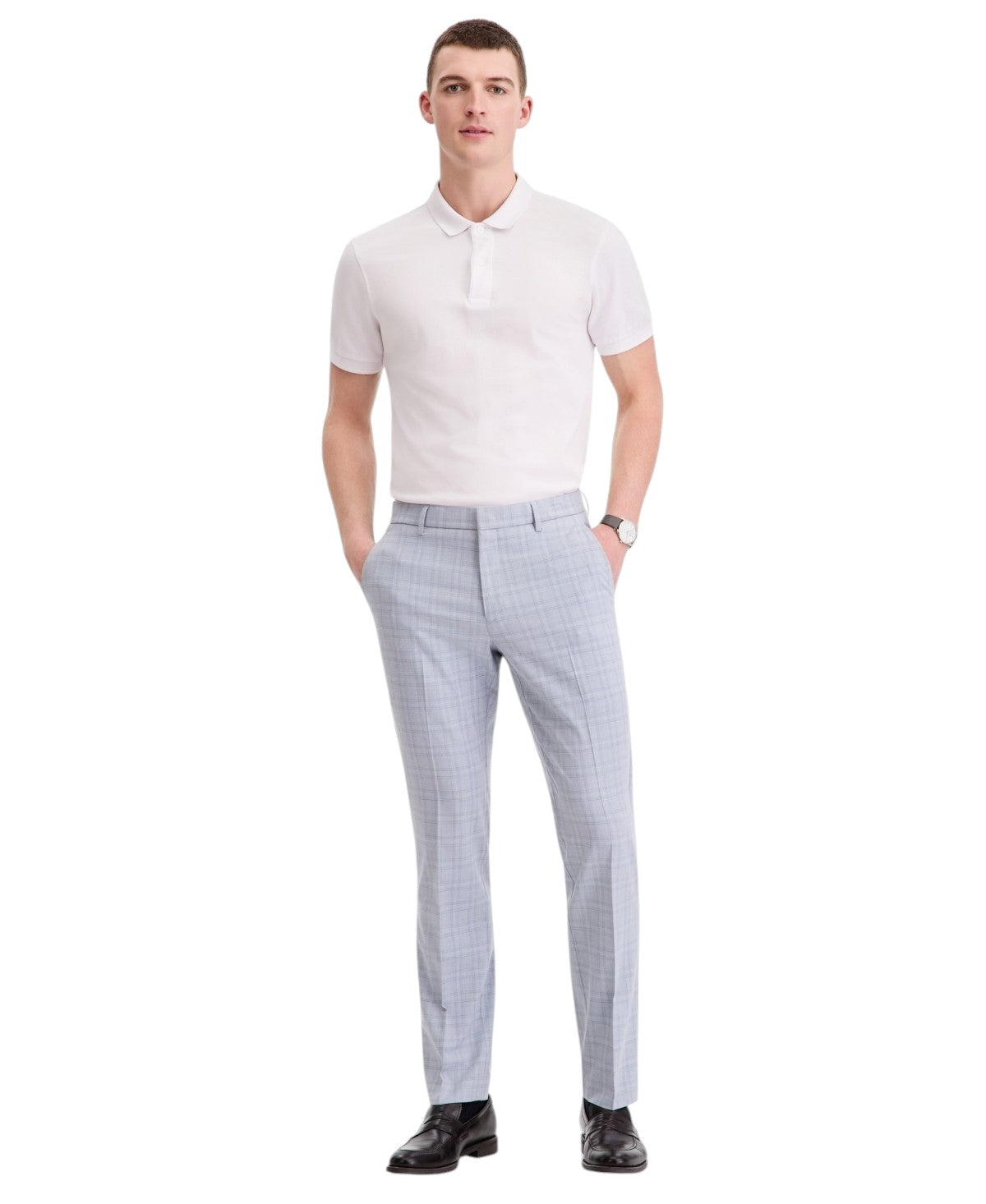 Tommy Hilfiger Mens Modern fit Dress Pants 31 / 30 Light Blue Plaid