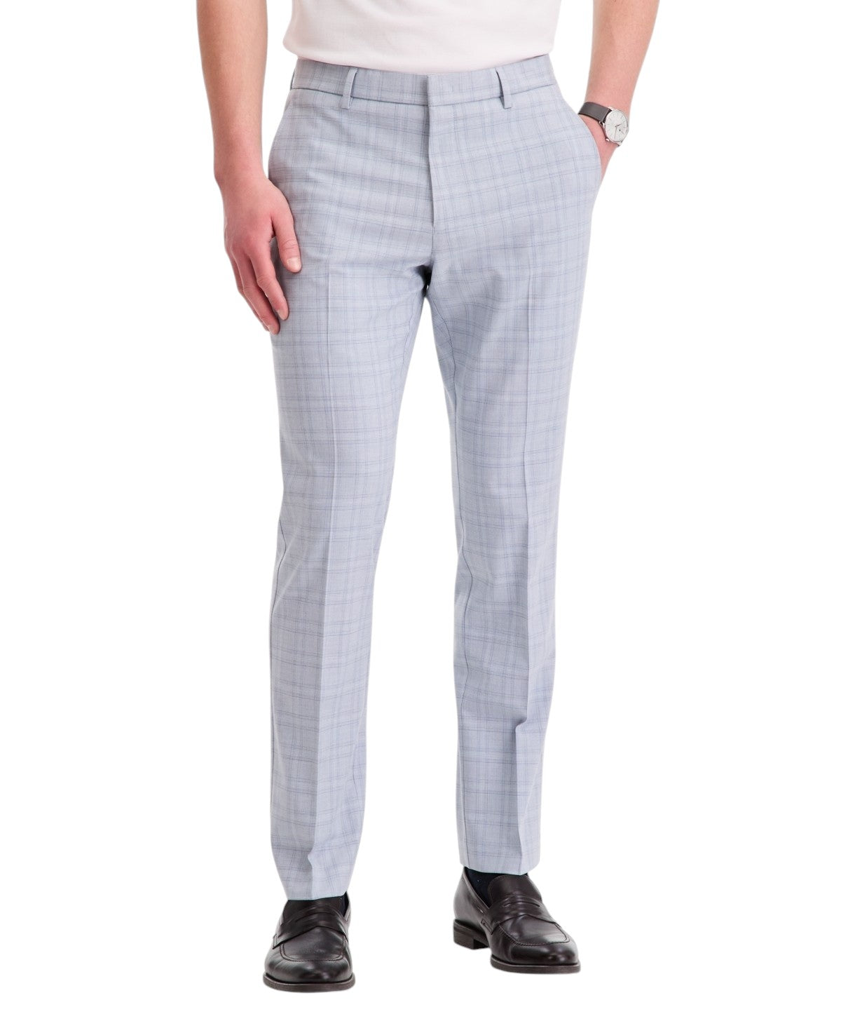 Tommy Hilfiger Mens Modern fit Dress Pants 31 / 30 Light Blue Plaid