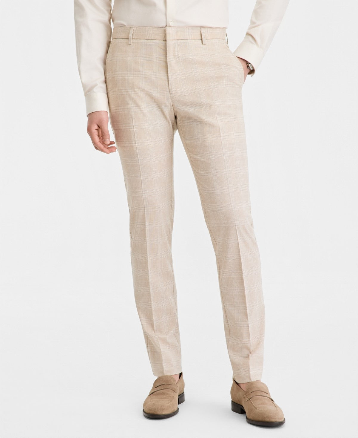 Tommy Hilfiger Mens Modern fit Dress Pants 36 / 32 Light Tan Plaid