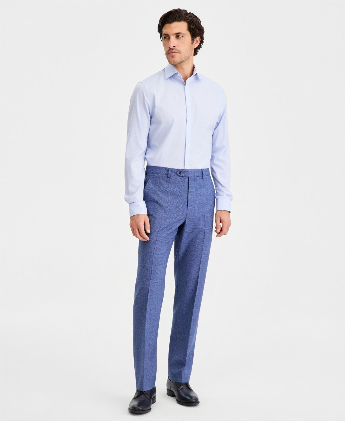 Michael Kors Mens Classic fit Dress Pants 36 / 30 Mid Blue Plaid Stretch