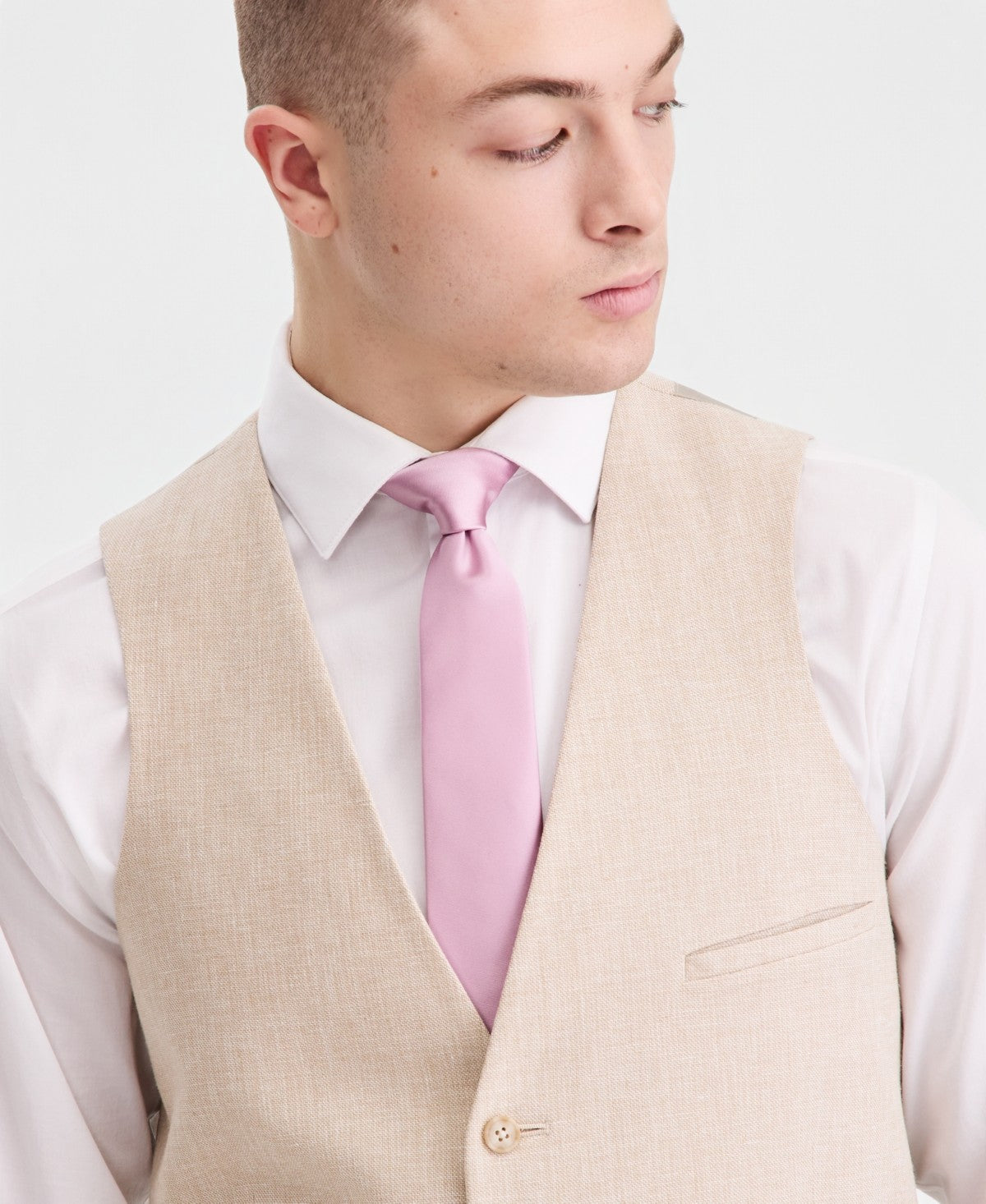 Bar Iii Men's Slim-Fit Linen-Blend Suit Separates Vest XL Light Tan