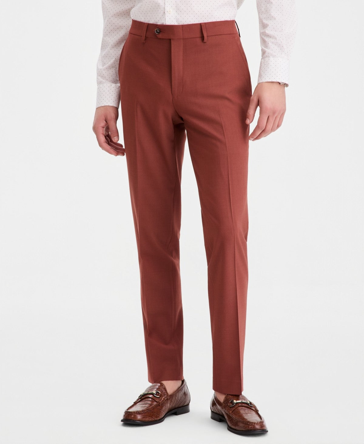 Bar Iii Mens Slim fit Wool Dress Pants 38 / 32 Red Solid